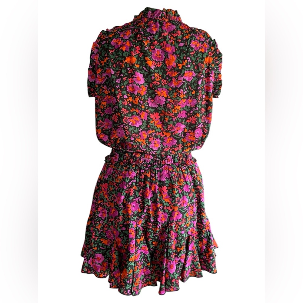Floral Sleeveless Skort Set in Black with Pink & Orange Flowers - Picture 2 of 7